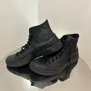 Chuck 70 Tonal Leather Black High Tops